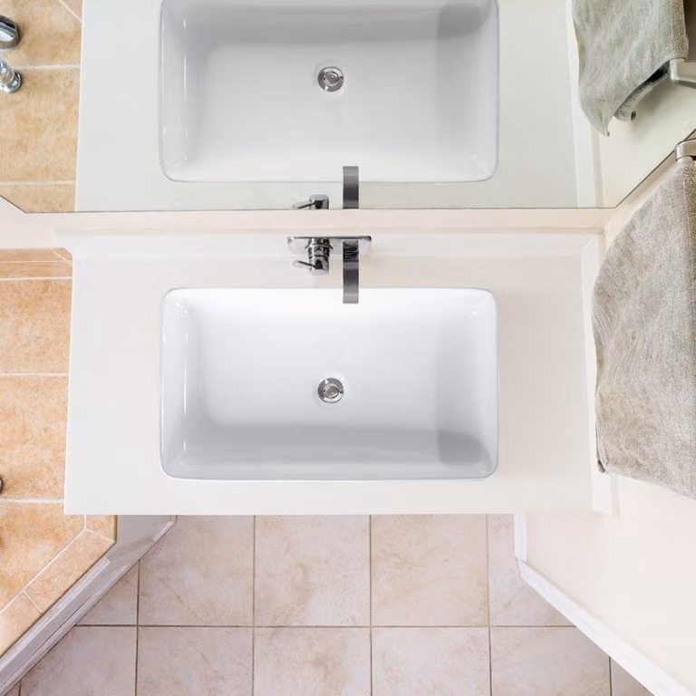 Lavabo in porcellana artistica, lavabo in Vetroceramica con scarico pop-up 60 x 35 x 11 cm bianco