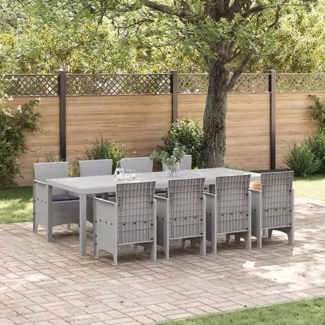 Set da Pranzo per Giardino 9 pz Bianco Polipropilene 3378745