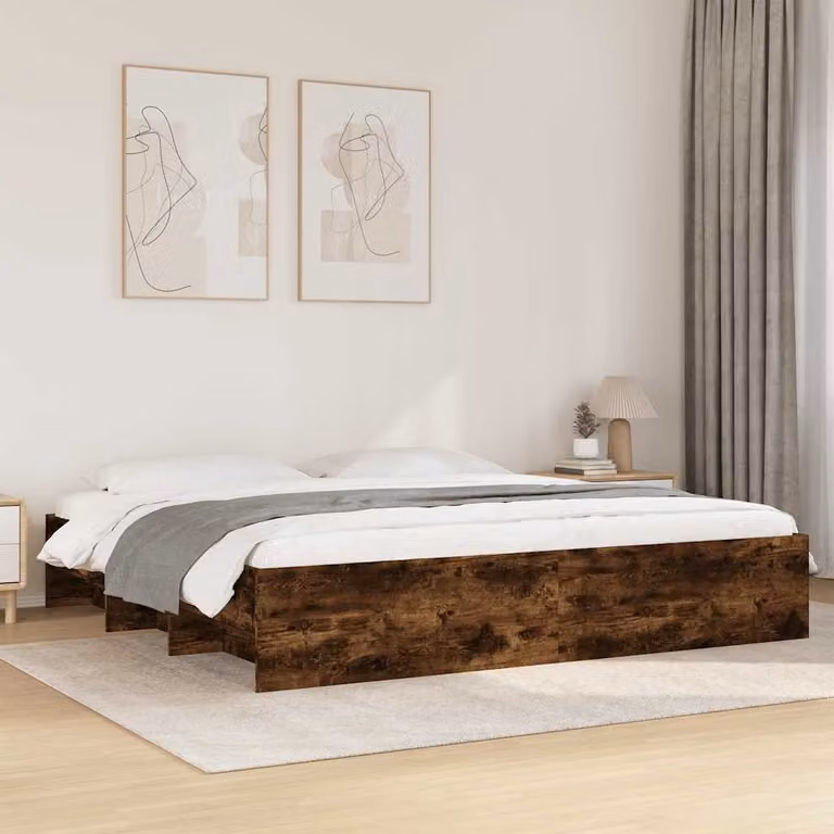 Giroletto senza materasso vidaXL in legno Rovere Fumo, L: 200 cm, P: 200 cm, H: 35 cm