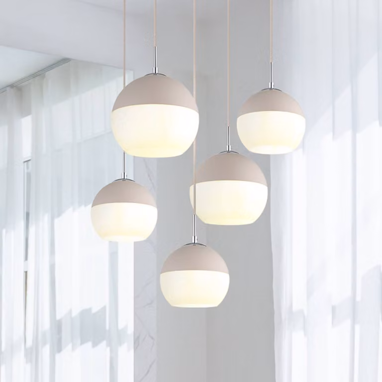 Globo Lampada a sospensione Ragusa, dimmerabile, Bianco / Opale, Soggiorno / Sala da pranzo, Metallo, Lampada a sospensione