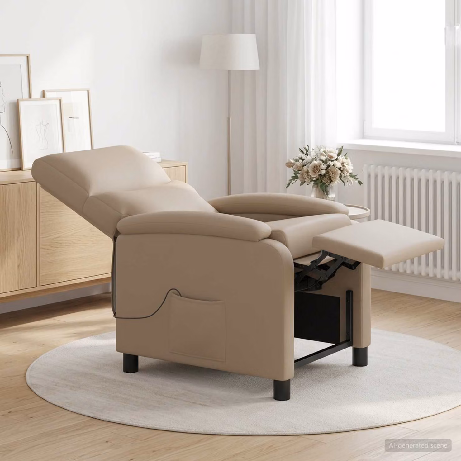 vidaXL Poltrona Relax con Braccioli in Similpelle Beige e Marrone
