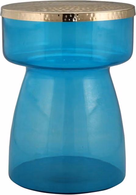 Tavolino da salotto Roman 100 in vetro soffiato blu e oro