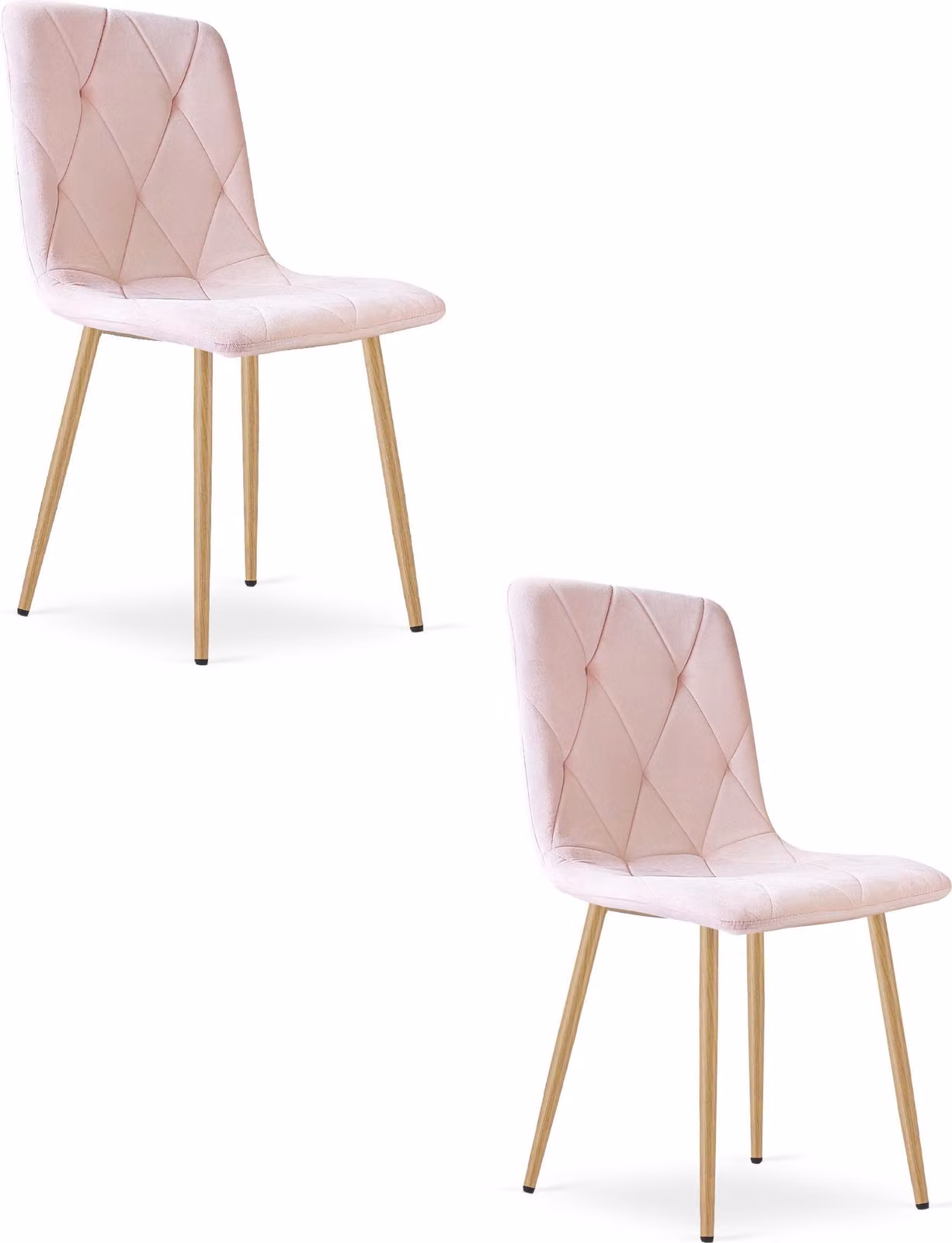Sedia LIBRA - velluto rosa chiaro / gambe in legno x 2
