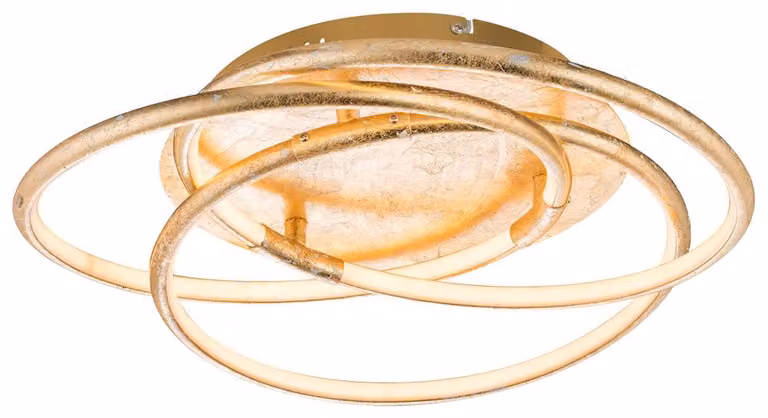 Plafoniera LED, oro, design ad anello, alluminio, P 50 cm