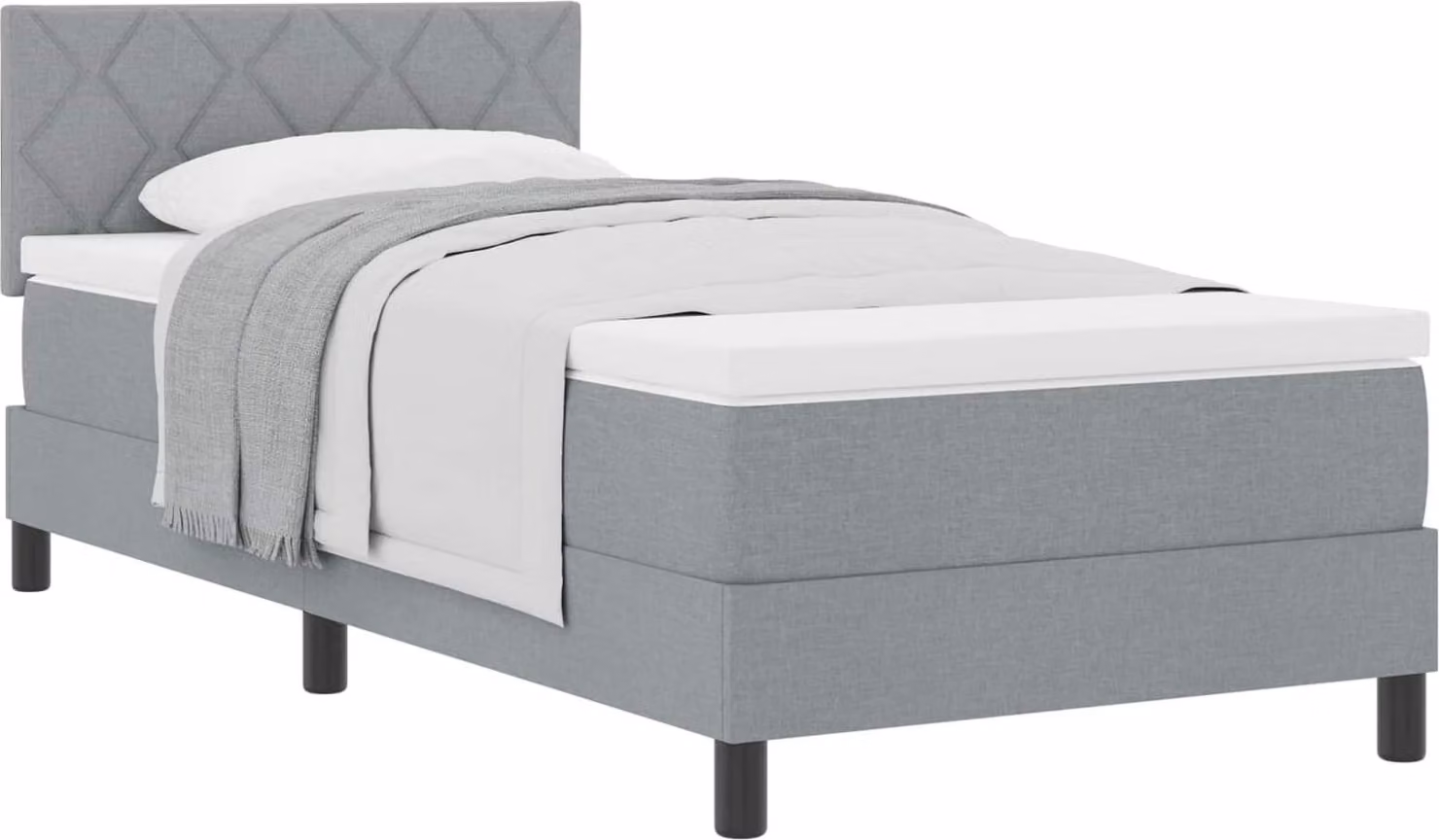 Letto a molle con testiera Grigio chiaro 100 x 200 cm Tessuto