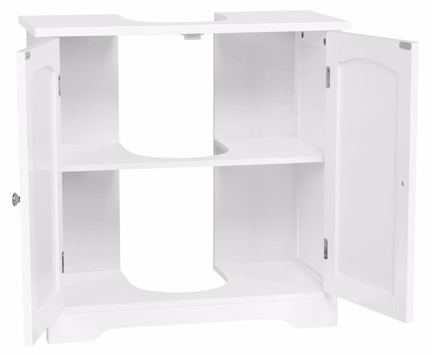 Mobiletto contenitore sotto il lavabo - Autoportante - In legno - Ripiani interni regolabili - Design moderno - Bianco
