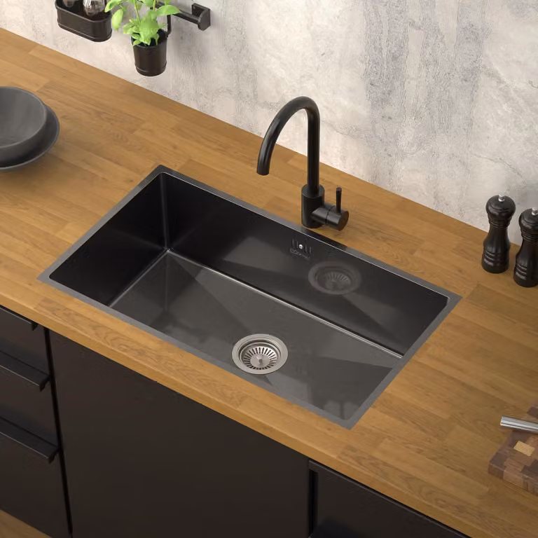 Lavello da cucina - Acciaio inox - Antracite - 70 x 40 cm - Vasca singola