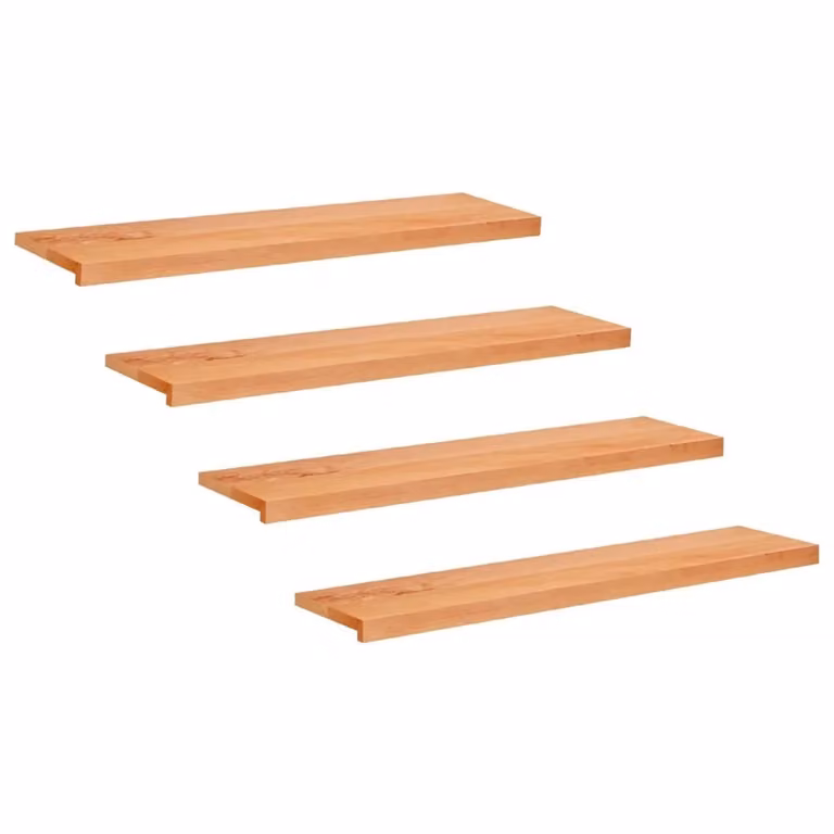 Set di 4 tappeti per scale in legno di faggio color marrone vidaXL L: 110 cm, P: 25 cm, H: 2 cm