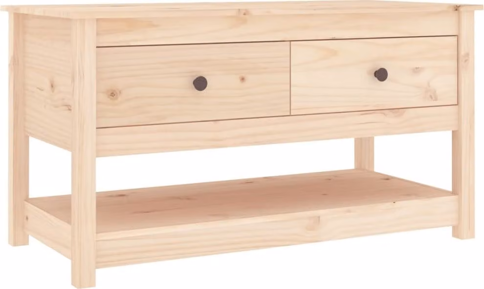 Tavolino da Salotto 102x49x55 cm in Legno Massello di Pino