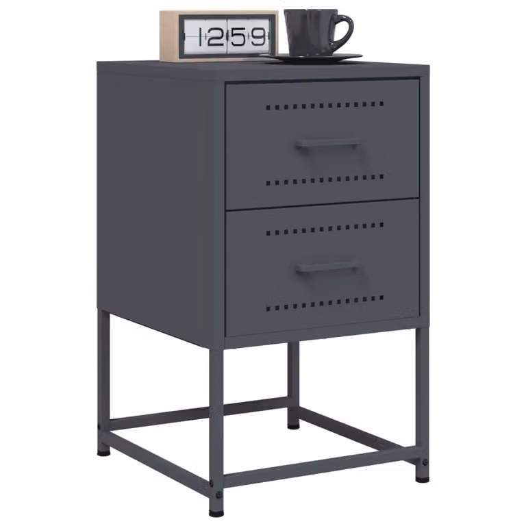 Set di 2 comodini vidaXL in metallo stile industriale, colore antracite, L 36 cm x P 39 cm x H 60,5 cm