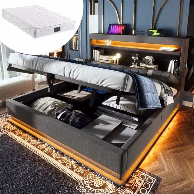 letto imbottito lino grigio 140 x 200 cm