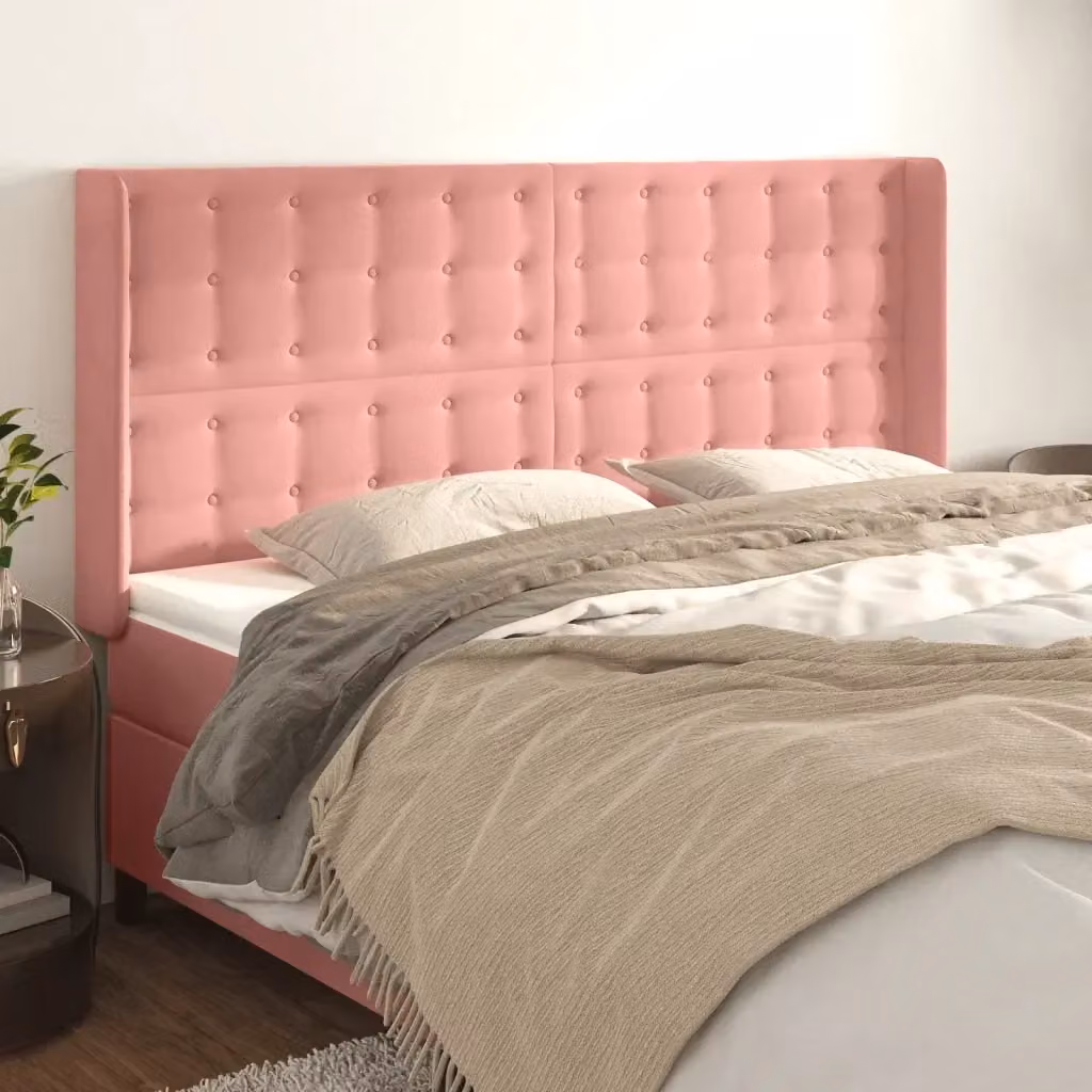 Testata ad orecchio in velluto rosa per la tua camera da letto L: 163 cm, P: 16 cm, H: 118-128 cm – 2