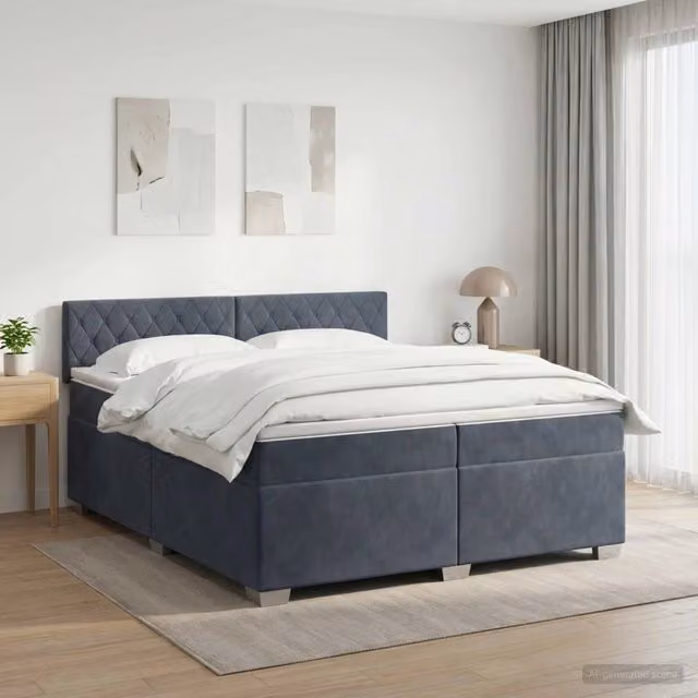 Letto con Box Spring, Materasso Ibrido e LED vidaXL, Grigio, L/P: 200 x 200 cm – 1