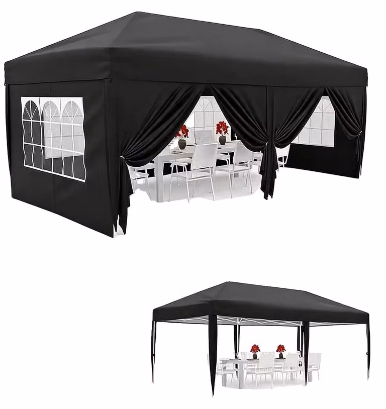 Padiglione pop-up, impermeabile, con altezza regolabile, colore nero