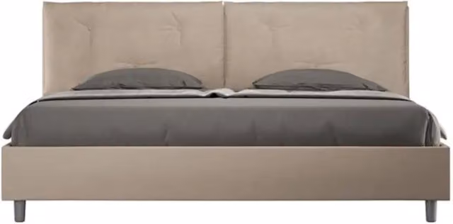 Letto matrimoniale king size Appia Large Ityhome con contenitore imbottito in similpelle color beige L/P/H: 222 x 215 x 110 cm
