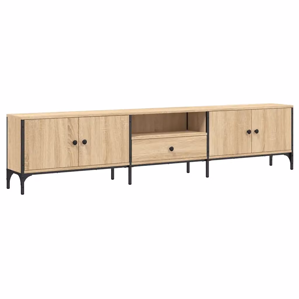 Mobile TV moderno vidaXL beige con cassetti in legno e metallo L: 200 cm, P: 44 cm, H: 25 cm – 2