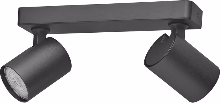 Oktaplex Bora barra spot in alluminio incl. lampadina GU10 dimmerabile in 3 fasi bianco caldo orientabile a 2 fiamme nero