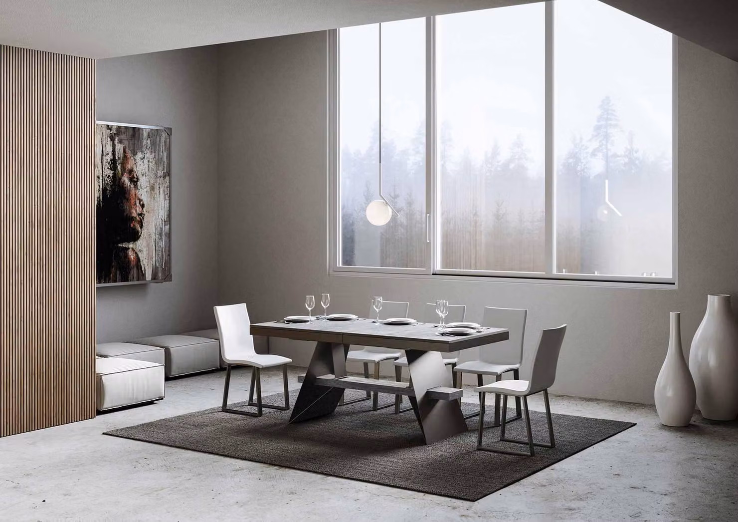 ITAMOBY - Tavolo allungabile 180/284x90 cm Baita Evolution cemento telaio e gambe antracite