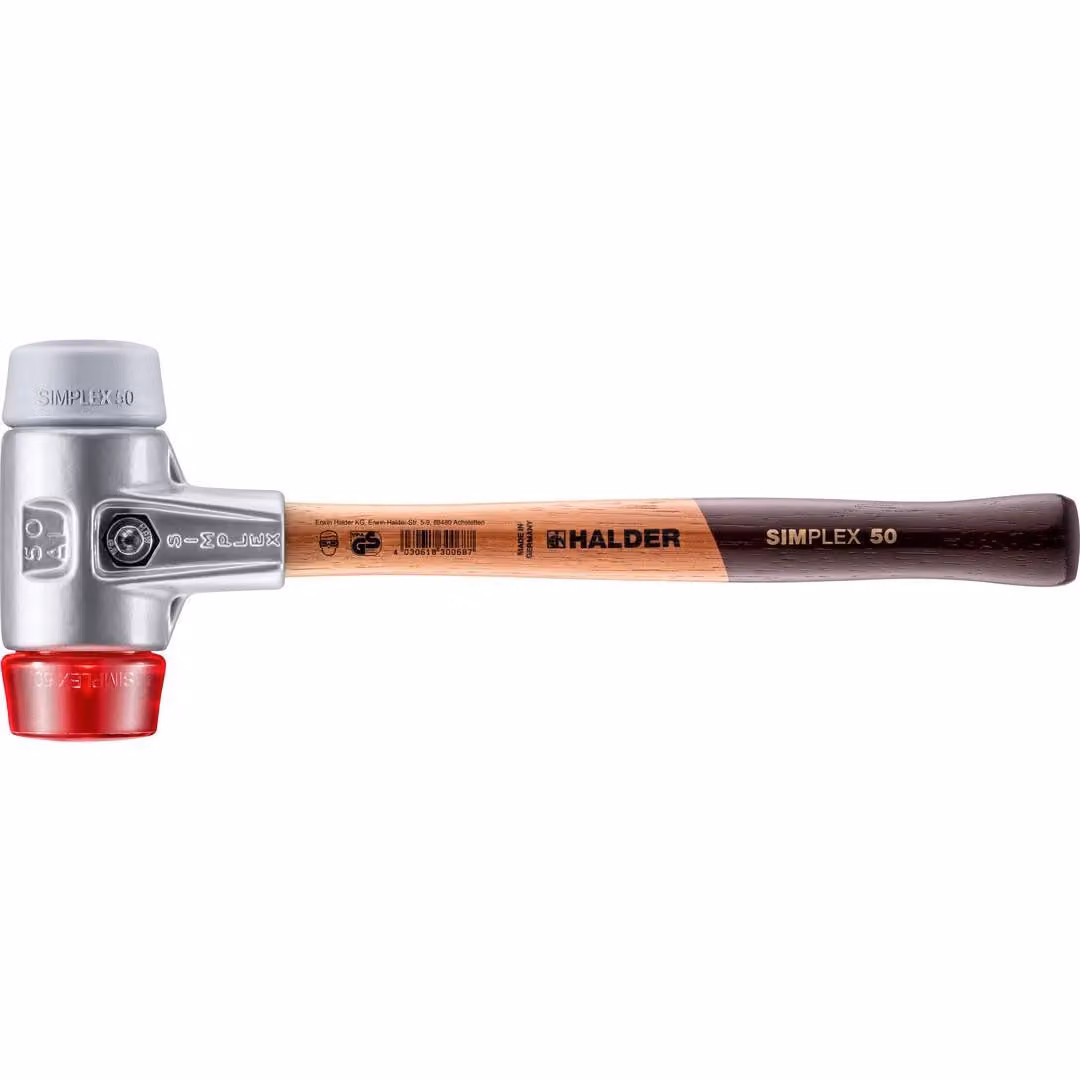 Mazza SIMPLEX soft-face con alloggiamento in alluminio e impugnatura in legno, Ø 50, TPE-mid / plastica