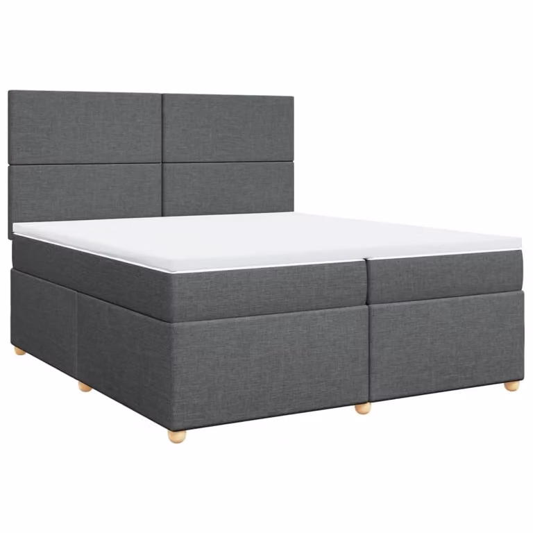 Giroletto a Molle con Materasso Grigio Scuro 200x200 cm Tessuto