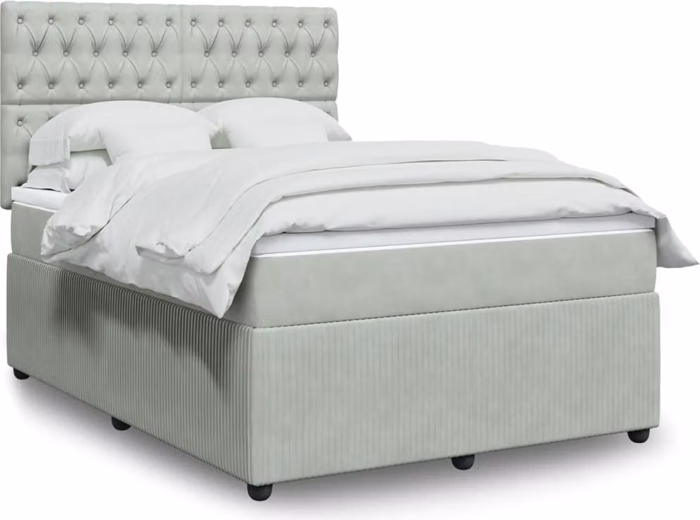 Maison Exclusive - Giroletto a Molle con Materasso Grigio Chiaro 140x200cm Velluto