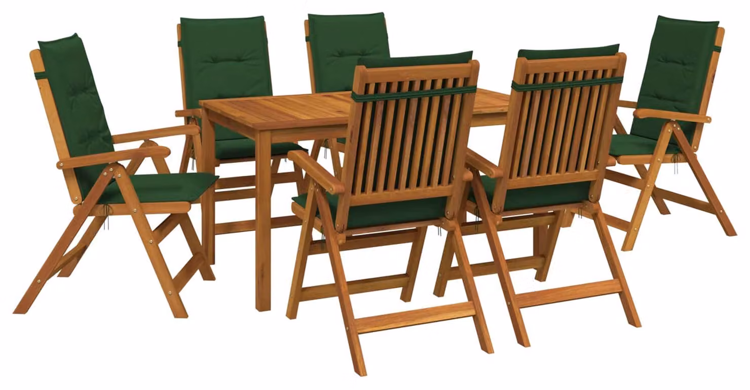 Set da giardino da 7 pezzi, realizzato in legno massello di acacia naturale