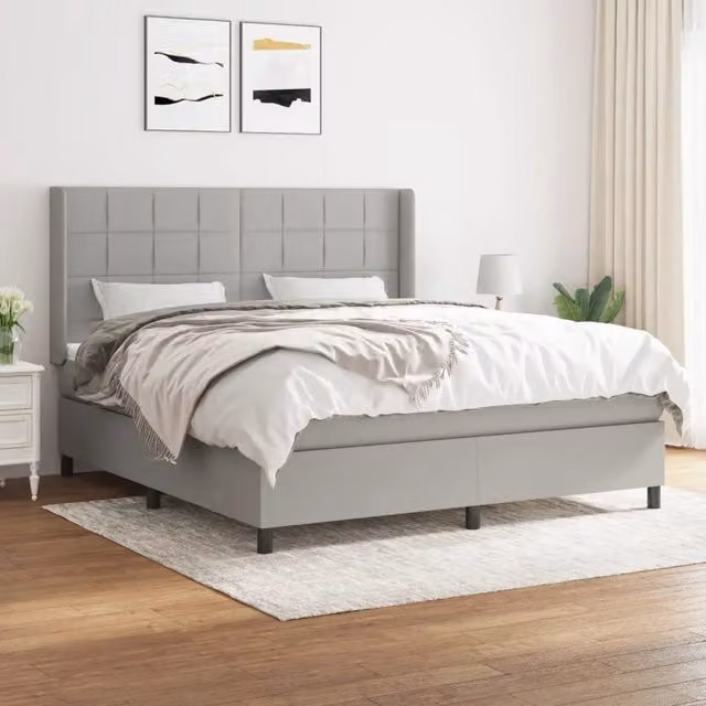 Letto Ibrido con Giroletto a Molle e Materasso vidaXL, Grigio e Bianco, L/P/H: 160 x 200 x 25 cm
