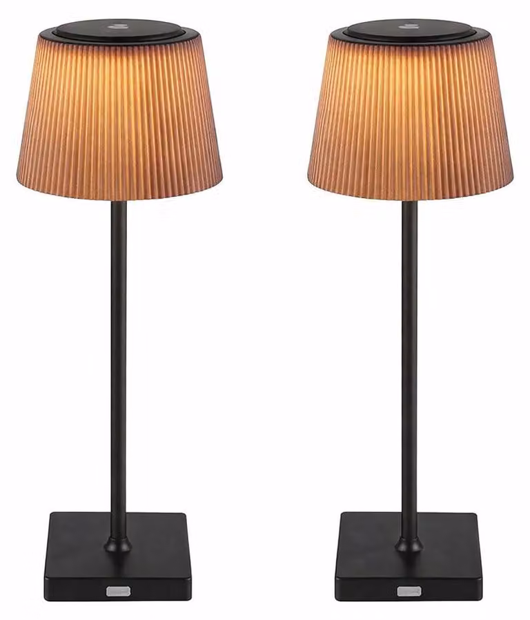 Lampada da tavolo a LED, 2 luci, per esterni, dimmer touch, batteria ricaricabile, altezza 38 cm