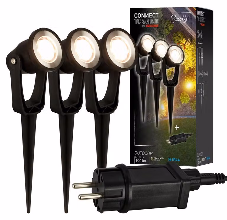 CONNECT TO SHINE Set iniziale Lilis con set di 3 faretti da giardino LED, IP65