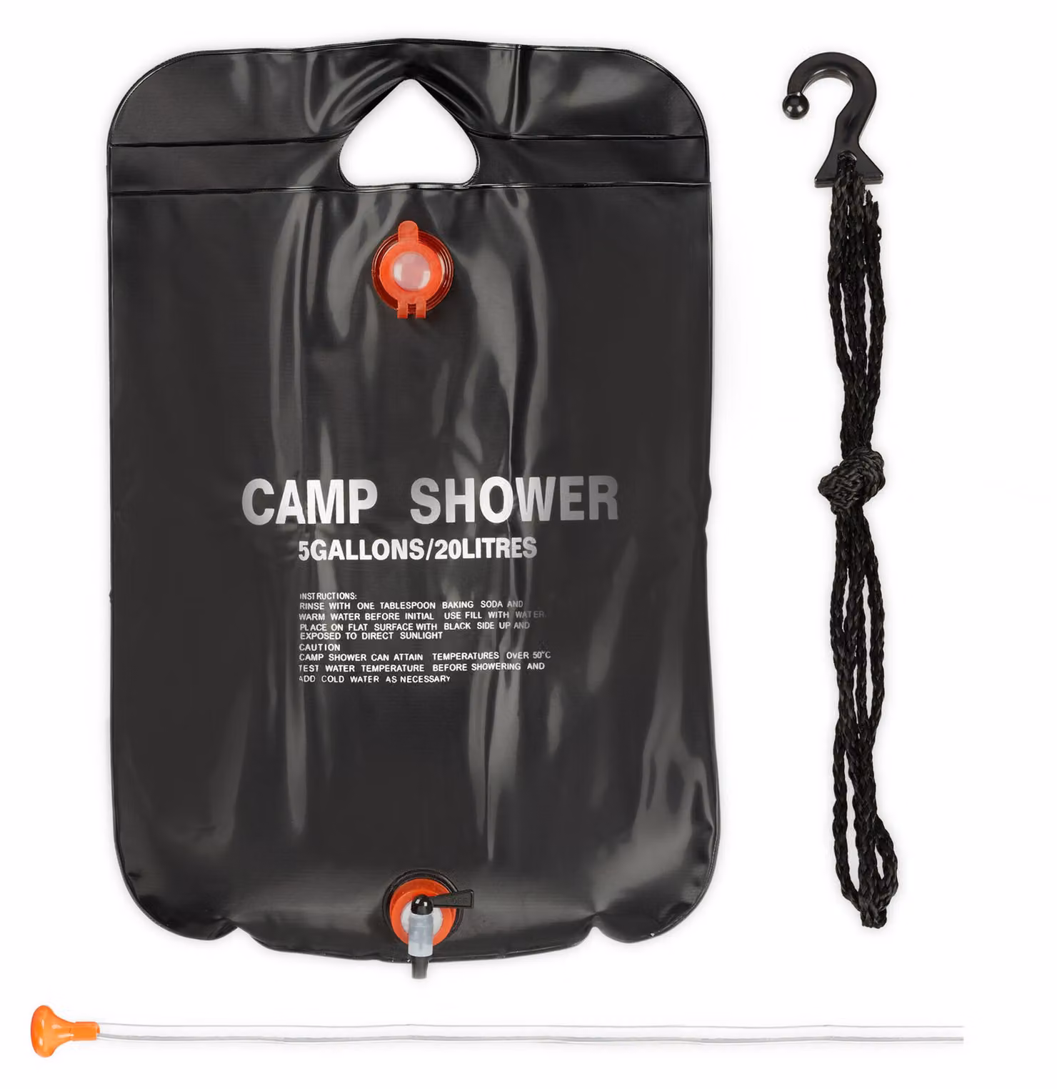 Set da 3 docce da campeggio da 20 l, doccia solare da campeggio, da appendere, pieghevole, con doccetta, doccia da esterno portatile, nera