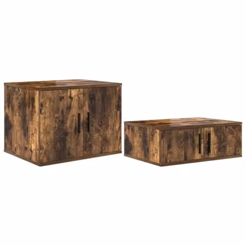 Helloshop26 Armadietto portaoggetti moderno multiuso 127 x 41 x 40 cm in legno di ingegneria rovere fumato 02_0052106