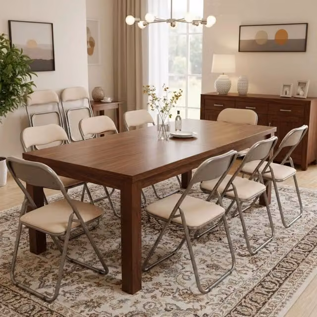 Set di 10 sedie moderne DMORA in tessuto e similpelle grigio impilabili per cucina e soggiorno – 1