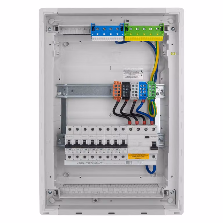 Scatola portafusibili Scatola di distribuzione da incasso Hager 2x12 moduli 8xMCB 1xRCCB cablata VDE Scatola di distribuzione Fusibili 505,50x348x98mm Doktorvolt