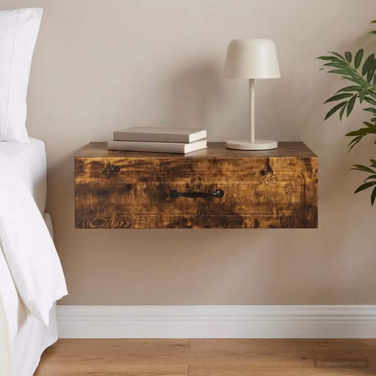 vidaXL Tavolino da Parete Moderno in Rovere Fumo, L/P/H: 59 x 34,5 x 17 cm