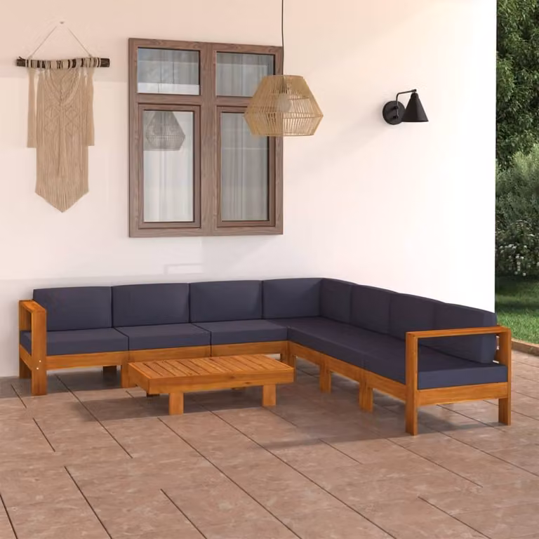 Maison Exclusive - Set da giardino da 8 pezzi con cuscini grigio scuro e struttura in legno di acacia