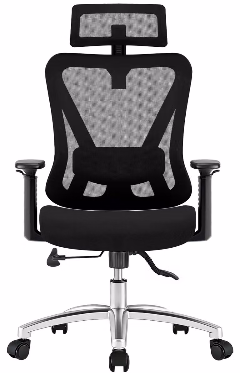 Sedia da ufficio ergonomica, colore nero - formato XL, capacità di carico 150 kg, realizzata in materiale a rete
