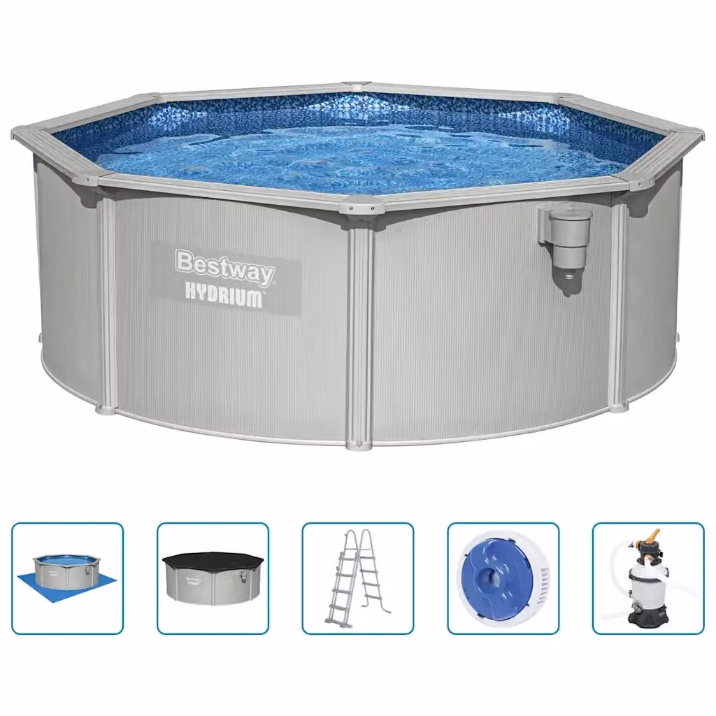 Piscina Fuoriterra Rotonda Bestway Hydrium Grigio e Bianco Diametro: 360 cm, Altezza: 120 cm – 2