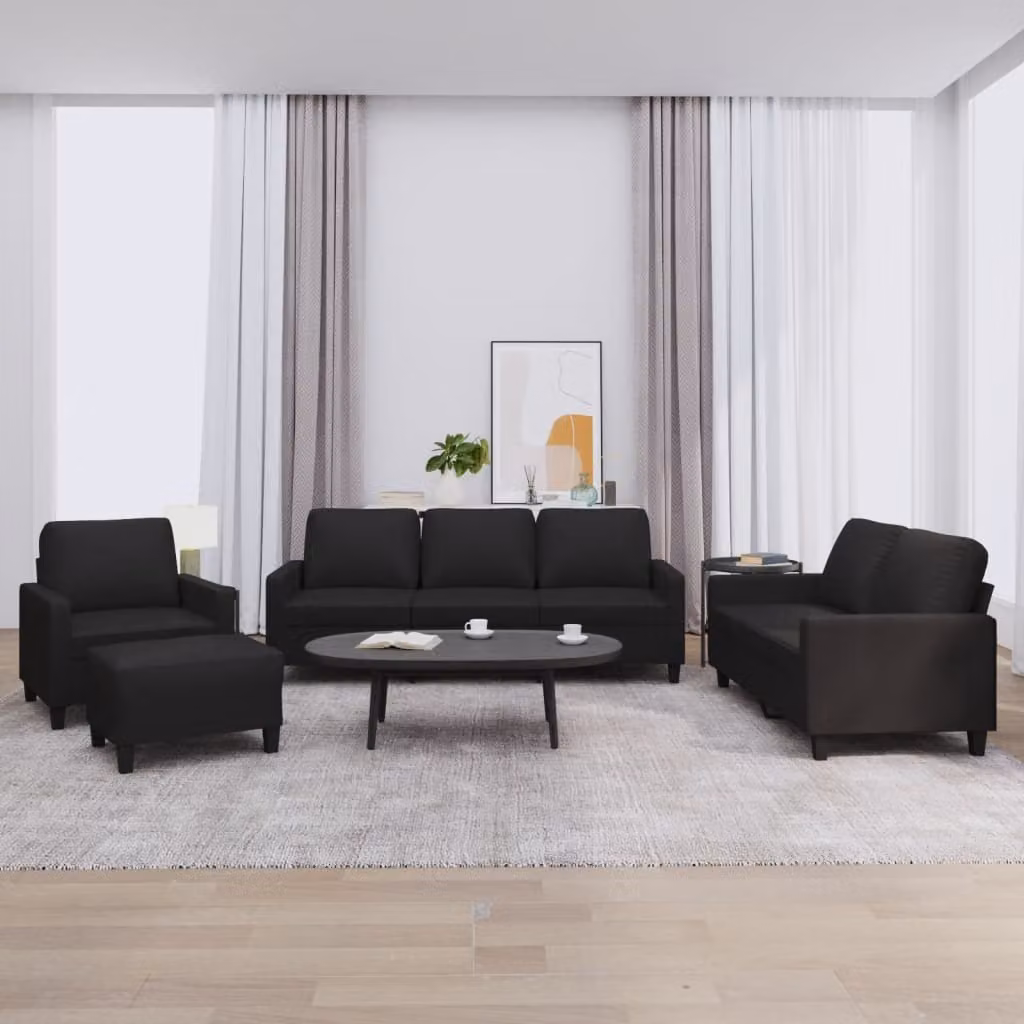 Maison Exclusive - Set divano 4 pezzi con cuscini in ecopelle nera