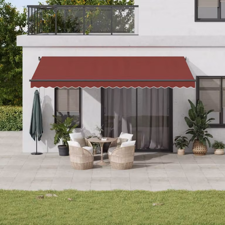 vidaXL Tenda da Sole Retrattile Manuale Bordò 500x350 cm