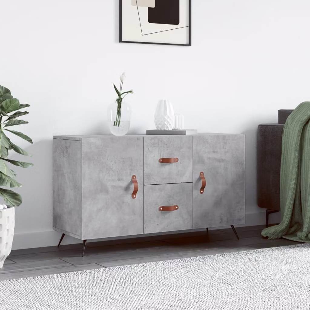 Credenza moderna vidaXL in legno e metallo, colore grigio, L 100 x P 36 x H 60 cm