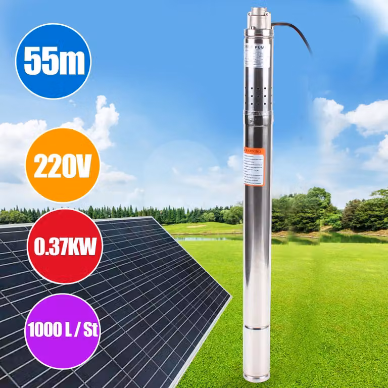 Pompa per pozzi profondi, pompa sommergibile 2", 370 W 220 V spina UE, compatibile con la sabbia per l'irrigazione del giardino