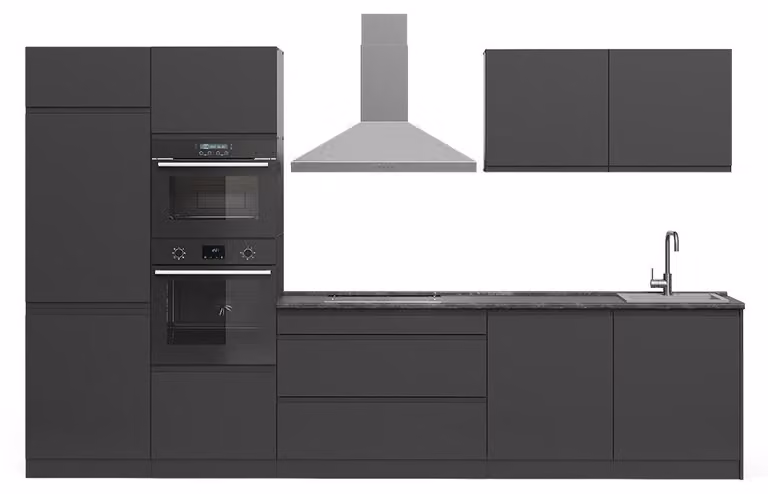 Cucina componibile Vicco R-Line Antracite/Antracite 340 cm piano di lavoro Satin, Model 70592