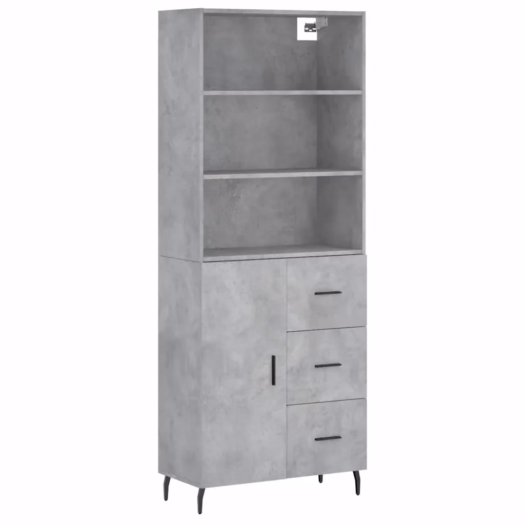 Credenza moderna vidaXL in legno e metallo, colore grigio, L: 69,5 cm, P: 34,0 cm, H: 180,0 cm – 2