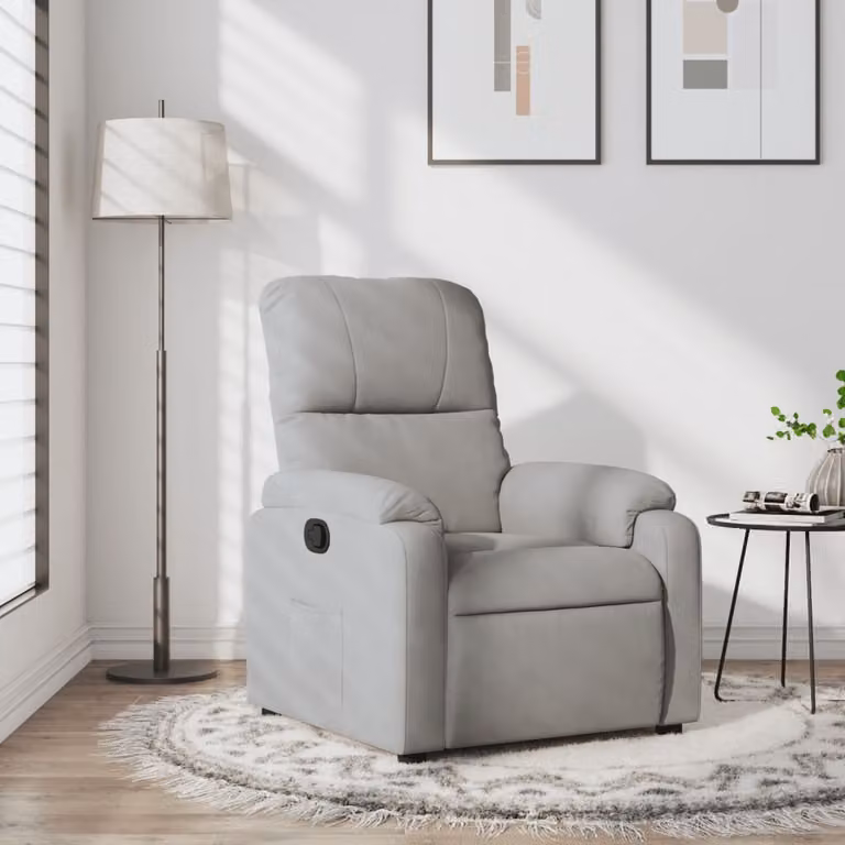 vidaXL Poltrona Reclinabile Relax in Microfibra Grigia con Braccioli e Apertura Manuale