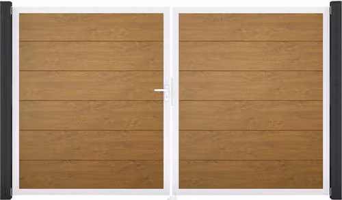 Cancello a innesto GroJa BasicLine a 2 ante 300x180 cm telaio in alluminio EV1 Golden Oak DIN sinistro