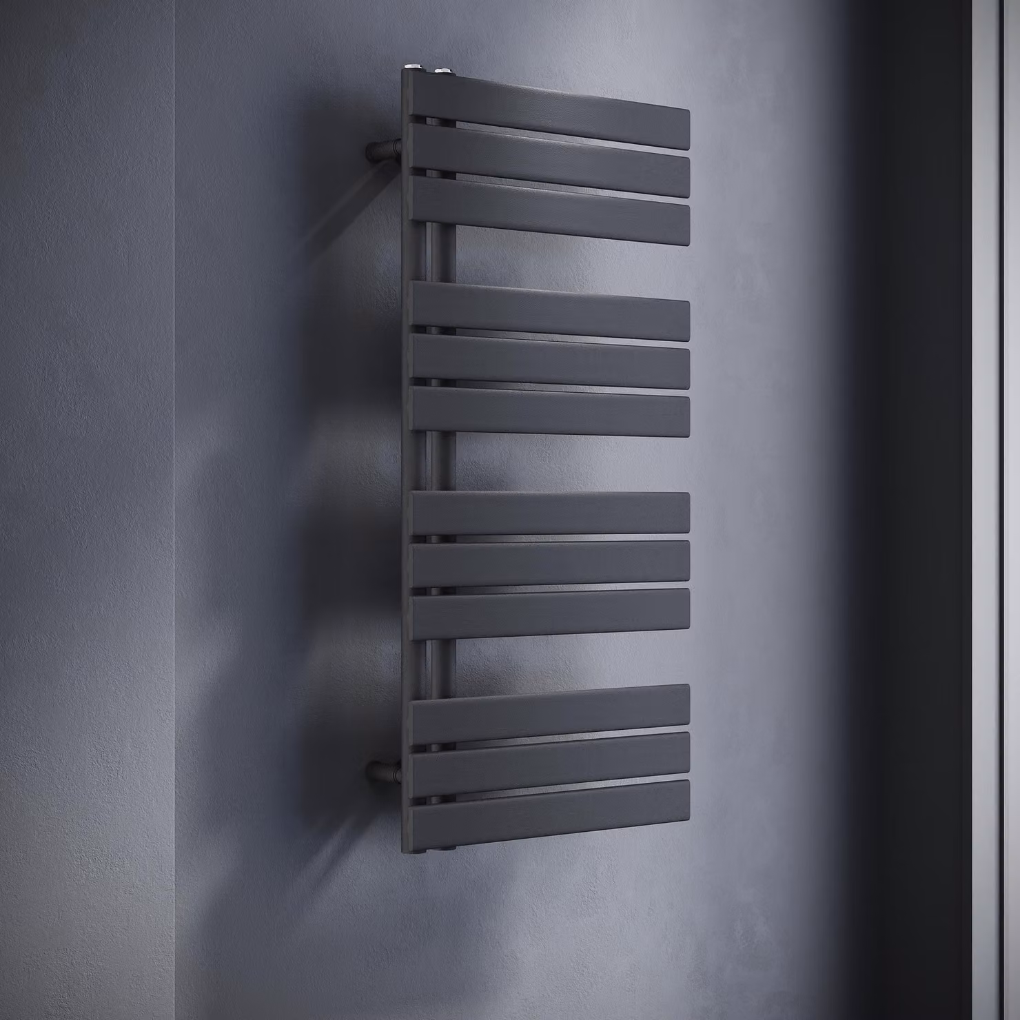 SONNI: Radiatore a pannello design, verticali, a singolo strato, colore antracite, dimensioni 1038x500 mm. Riscaldamento a acqua o elettrico (senza resistenza)