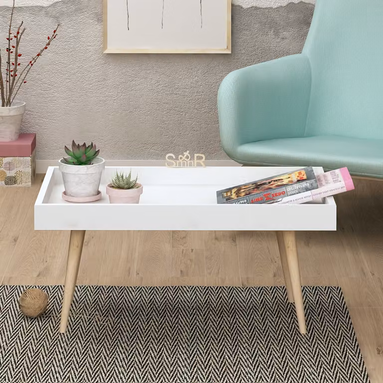 Skye Decor, Cross, tavolino da salotto, bianco, 100% pannelli truciolari rivestiti in melamina, 80 x 45 x 48,8 cm