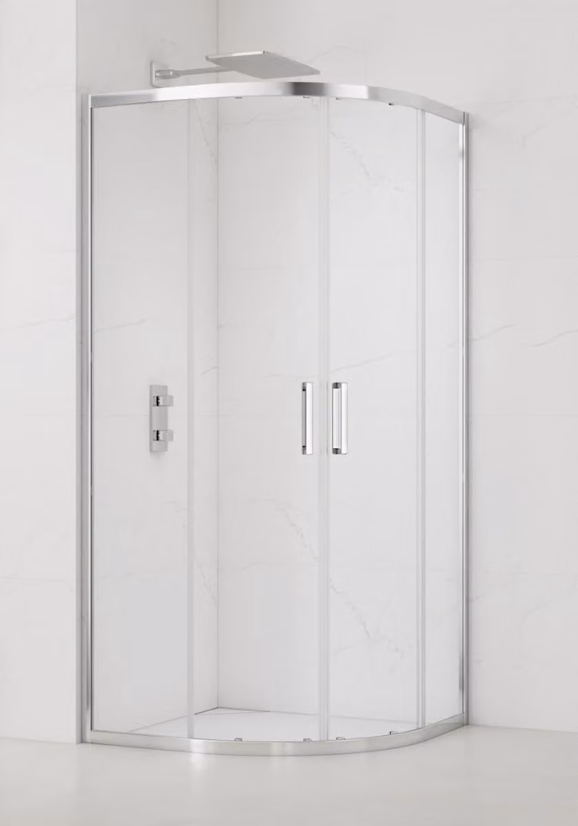 Cabina doccia SAT TEX a quarto di cerchio con rivestimento nano 90x90 cm con porte Soft-Close, cromata