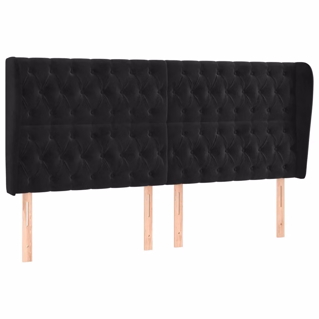 Testiera ad Orecchio vidaXL in Velluto Nero L: 183 cm, P: 23 cm, H: 118/128 cm – 2