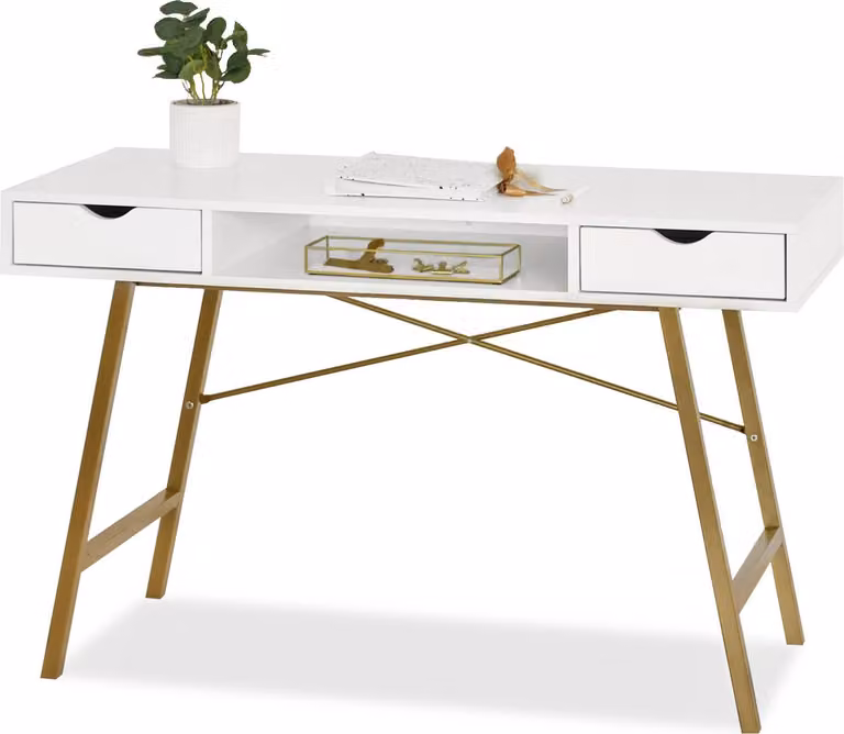 Scrivania DEVON - oro / bianco